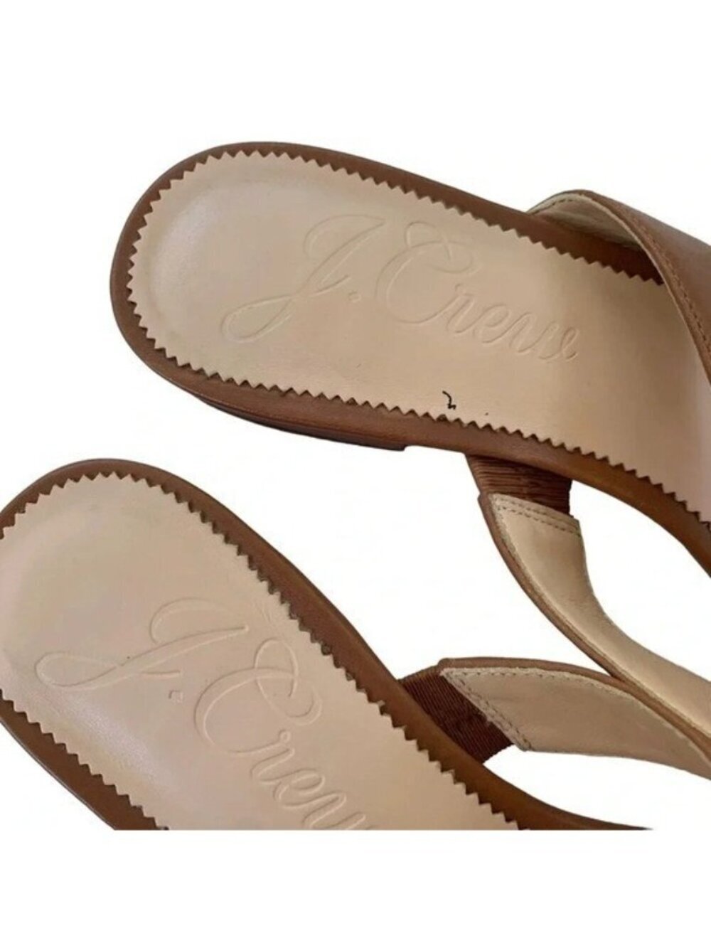 J. Crew Leather Hazel Cutout Flat Sandals Rich Oak Size 8 retail $138 - Picture 10 of 13